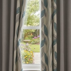 Cortina bicolor lino gris con diseño