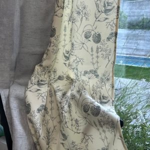 Cortina bicolor lino gris con diseño