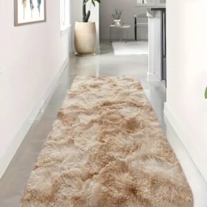 Alfombra de pasillo beige jaspeada 180 x 50 cm