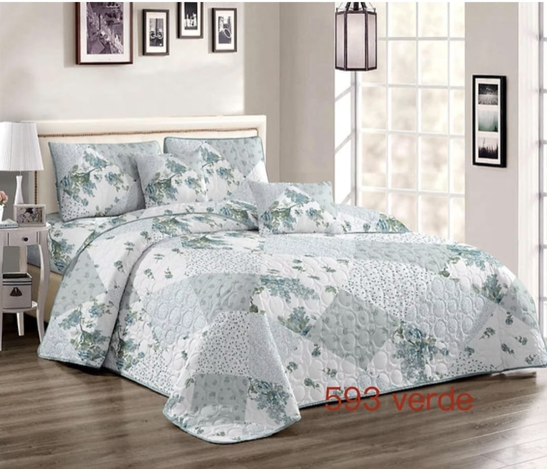cubrecama quilt verano plaza y media verde