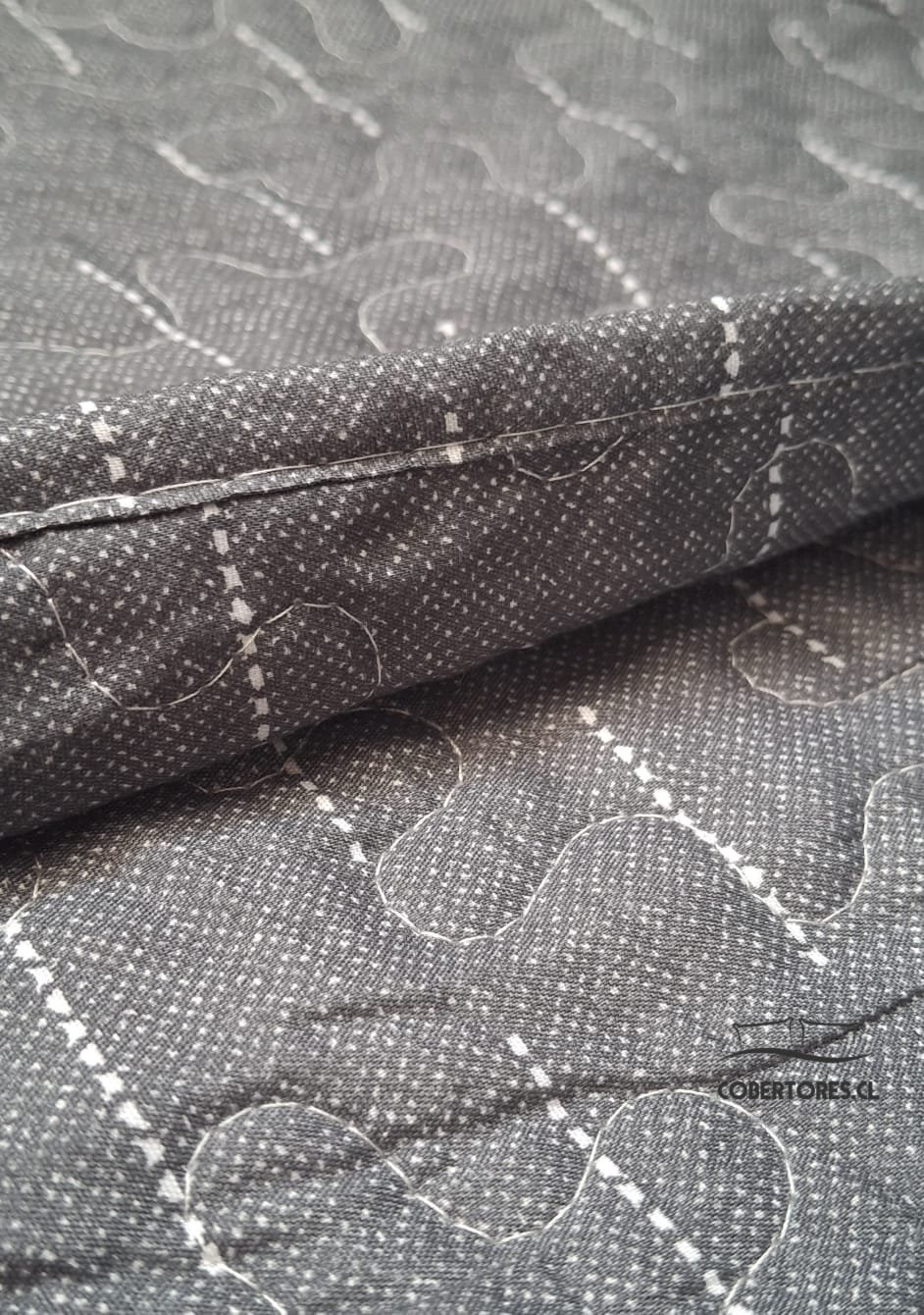 cubrecama quilt verano plaza y media gris con lineas - Imagen 4
