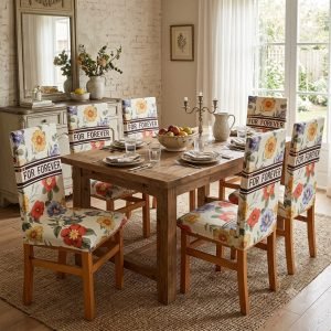 fundas para sillas 6 unidades diseño flores elasticada