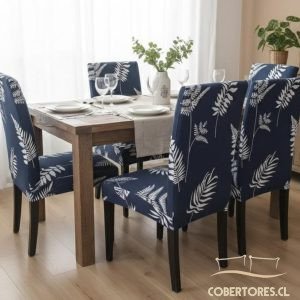 fundas para sillas 6 unidades diseño hojas elasticada
