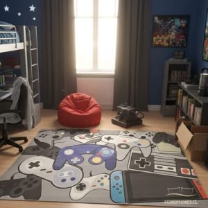 Alfombra gamer 150 x 200 cm antideslizante con diseño