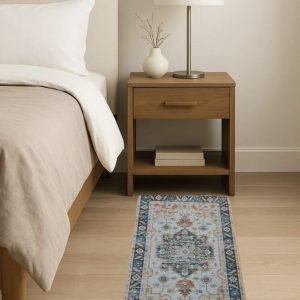 Alfombrilla Bajada de Cama Oriental beige/verde - 80x50 cm