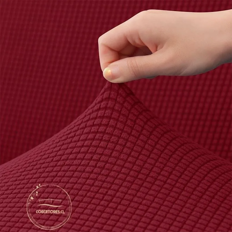funda de sillon de tres cuerpos texturizado color burdeo