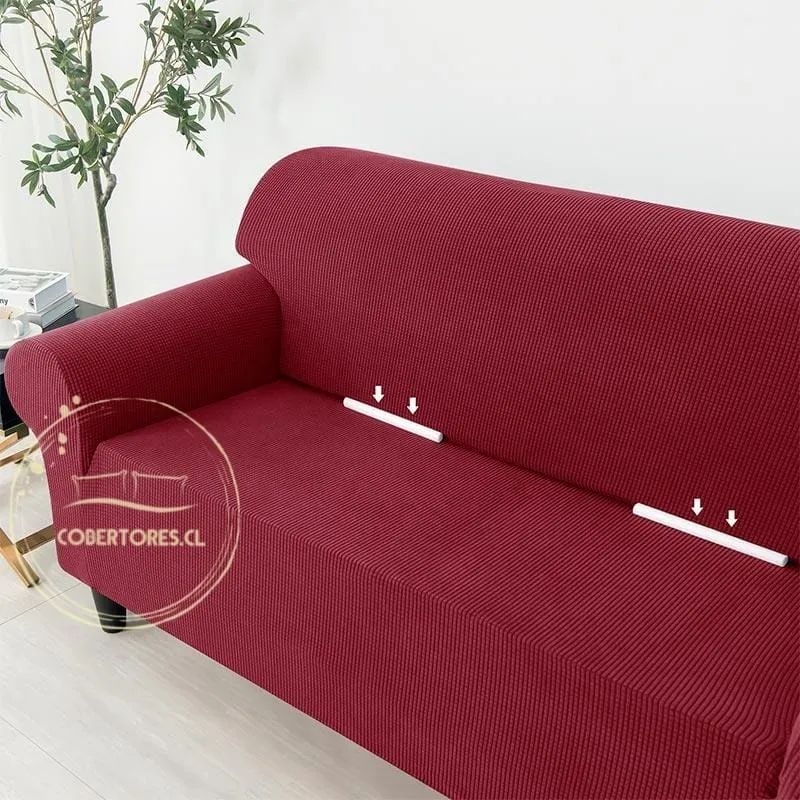 funda de sillon de tres cuerpos texturizado color burdeo