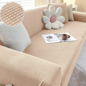 funda de sillon de tres cuerpos texturizado color nude