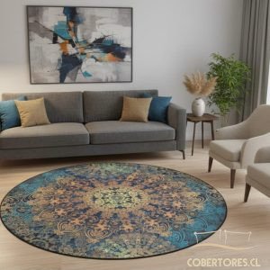 Alfombra redonda 150 x 150 cm antideslizante