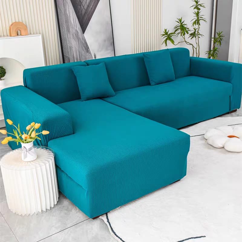 Funda de sofa L texturizada cuadrille plomo