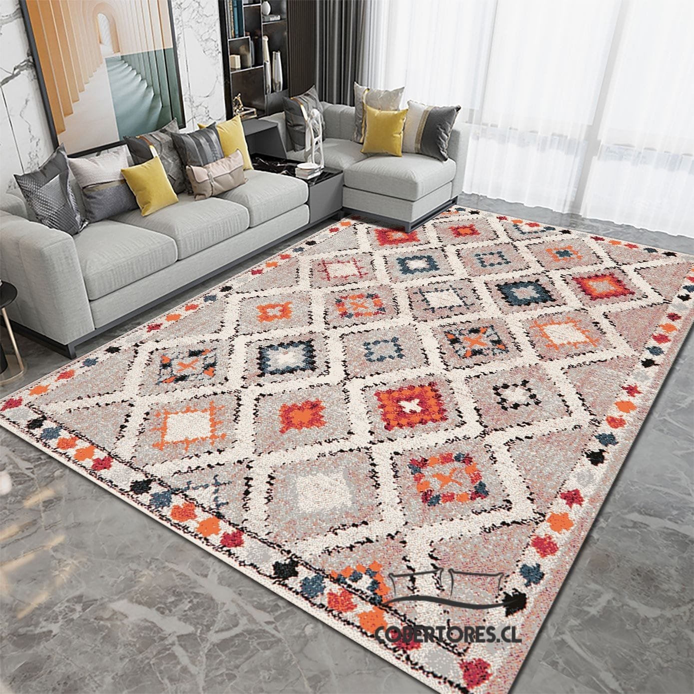 Alfombra 3D vintage 200 x 240 cm tipo piel de durazno