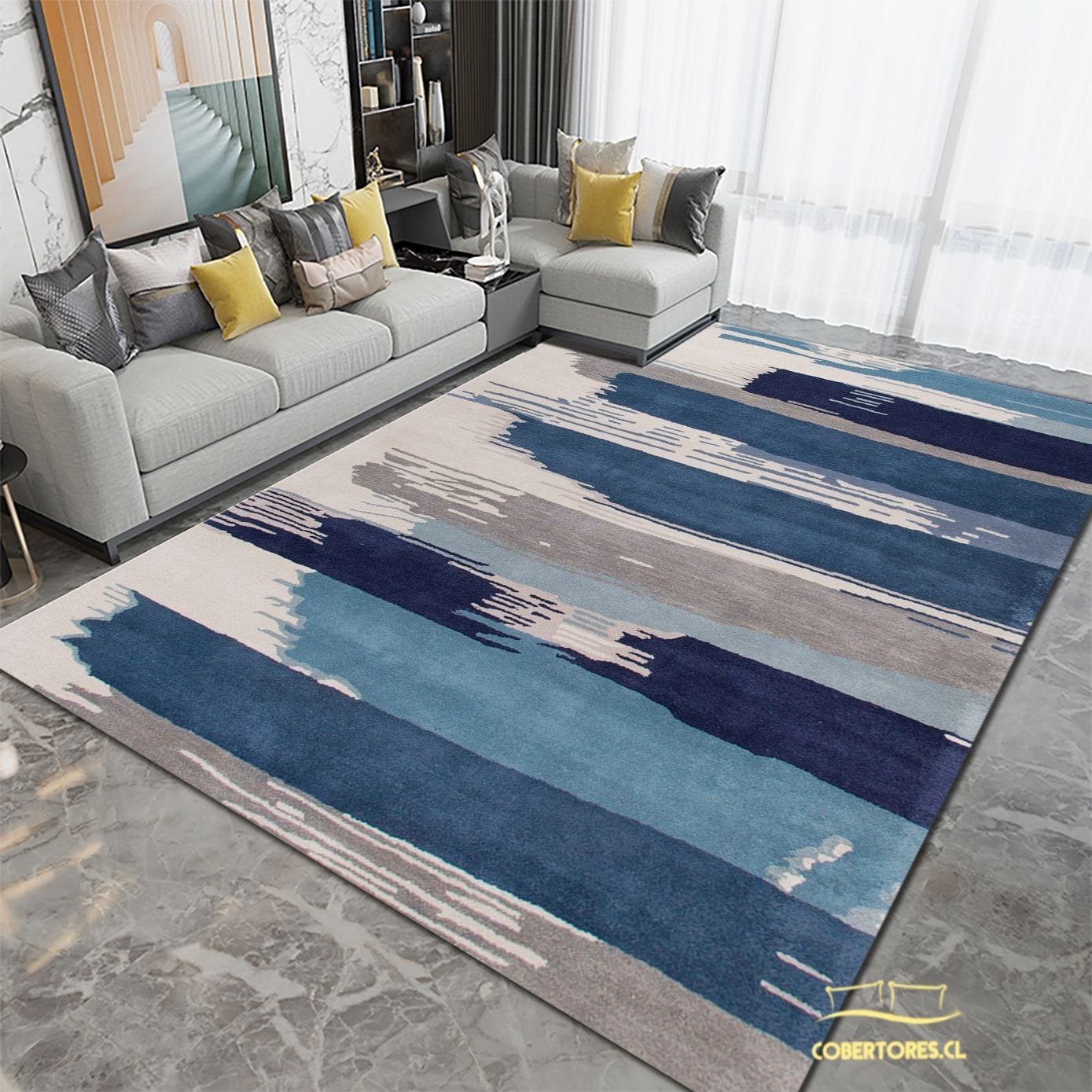 Alfombra 3D minimalista cafe 200 x 240 cm antideslizante