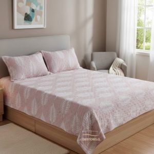 Colcha tufting quilt dos plazas rosa