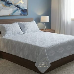 Colcha tufting quilt dos plazas gris