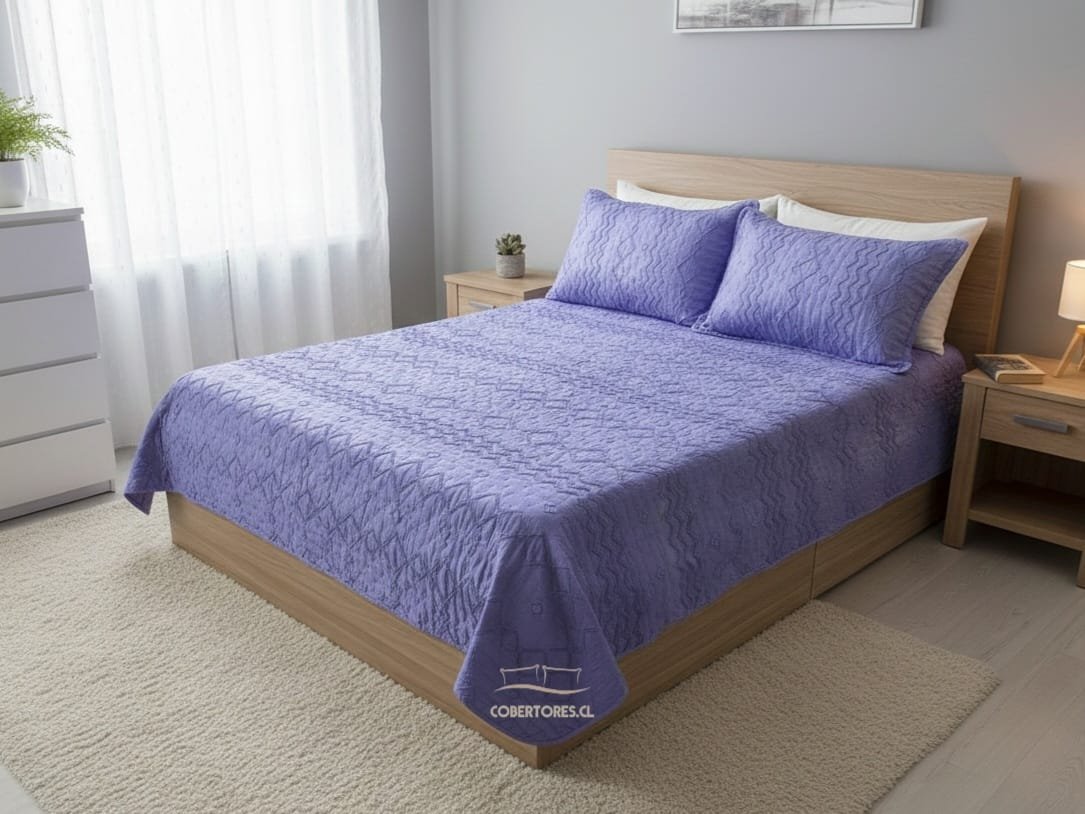 Colcha tufting quilt dos plazas lila