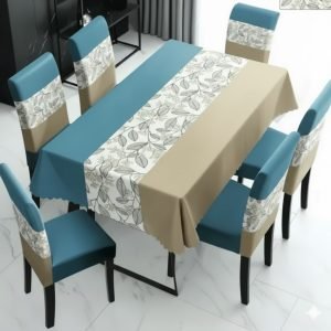 set comedor 7 piezas mantel + 6 fundas de silla botanico