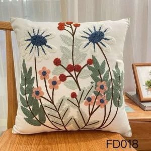 Funda de cojín bordada de lino  45 x 45 cm