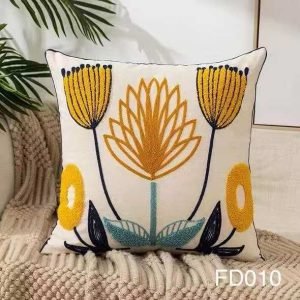 Funda de cojin bordada de lino  45 x 45 cm
